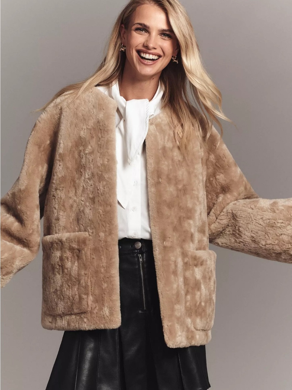 Maeve Camel Teddy Jacket